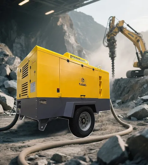 Similar Atlas Copco Oil Injected Trailer Portable Diesel Screw Air Compressor 100-2000 Cfm for Drilling Machine